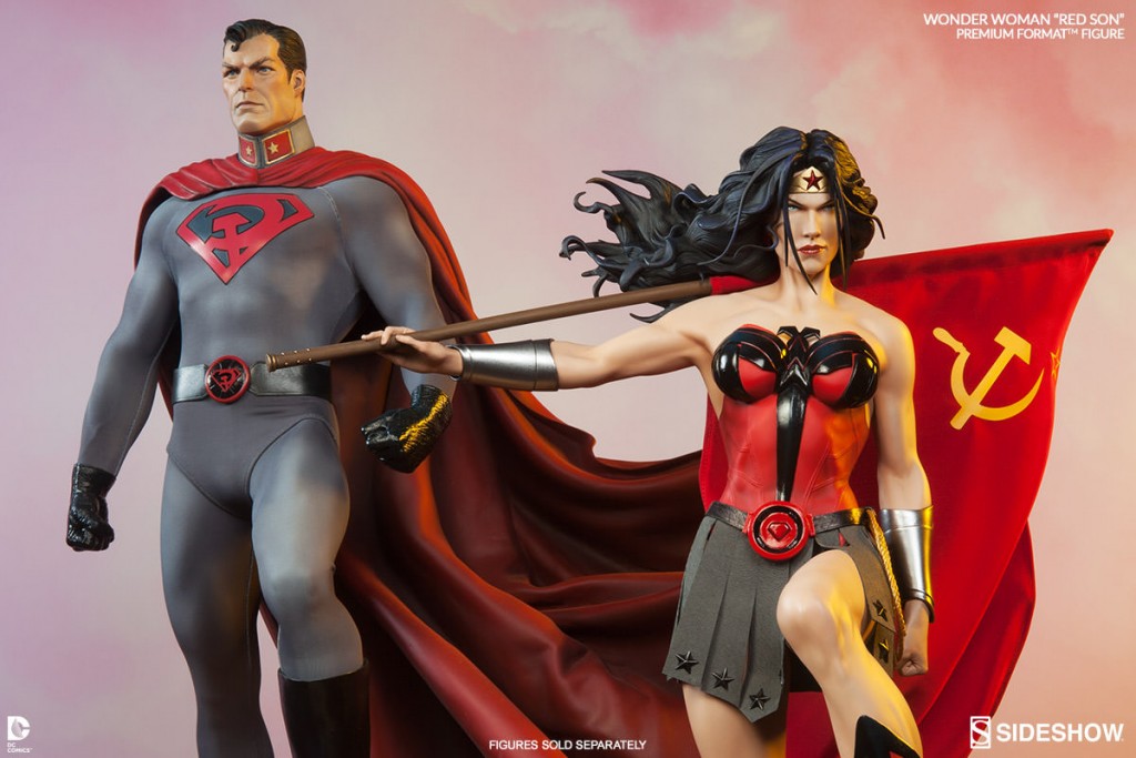 red son wonder woman statue