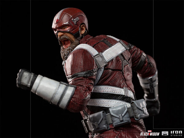 Marvel Red Guardian 1:10 Scale Statue from Iron Studios. A highly detailed action figure of Red Guardian from the Marvel Black Widow movie by Iron Studios, displayed against a dark background.