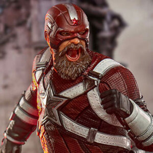 Marvel Red Guardian 1:10 Scale Statue from Iron Studios. A digital illustration of a costumed superhero character showing intense expression with a beard, wearing a red and gray suit with a star emblem on the chest.