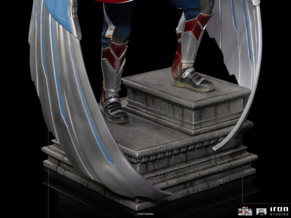 Marvel Captain America Sam Wilson Complete Version Statue by Iron Studios, showcasing the iconic superhero Sam Wilson as Captain America with detailed craftsmanship, dynamic pose, and authentic comic book colors.